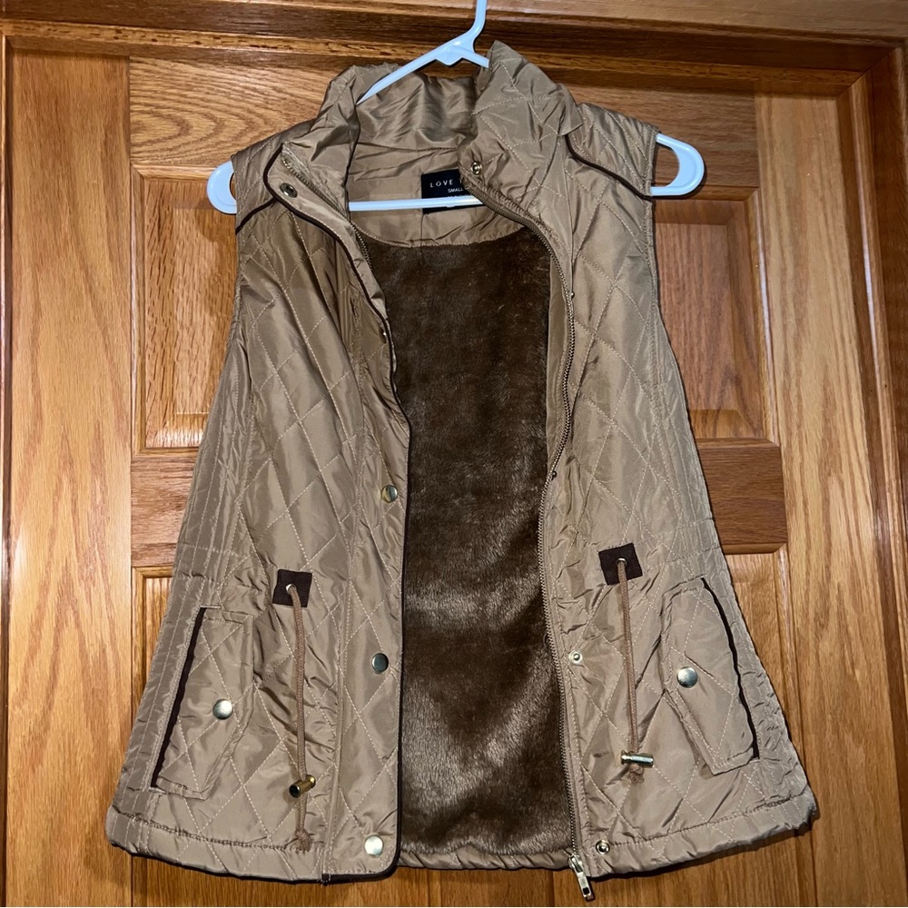 Love Tree Fuzzy Brown Vest